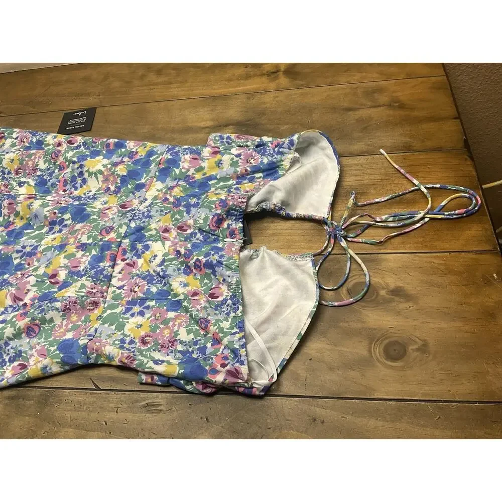 Lulus Floral Halter Tiered Maxi Dress Open Back Size XL NWT